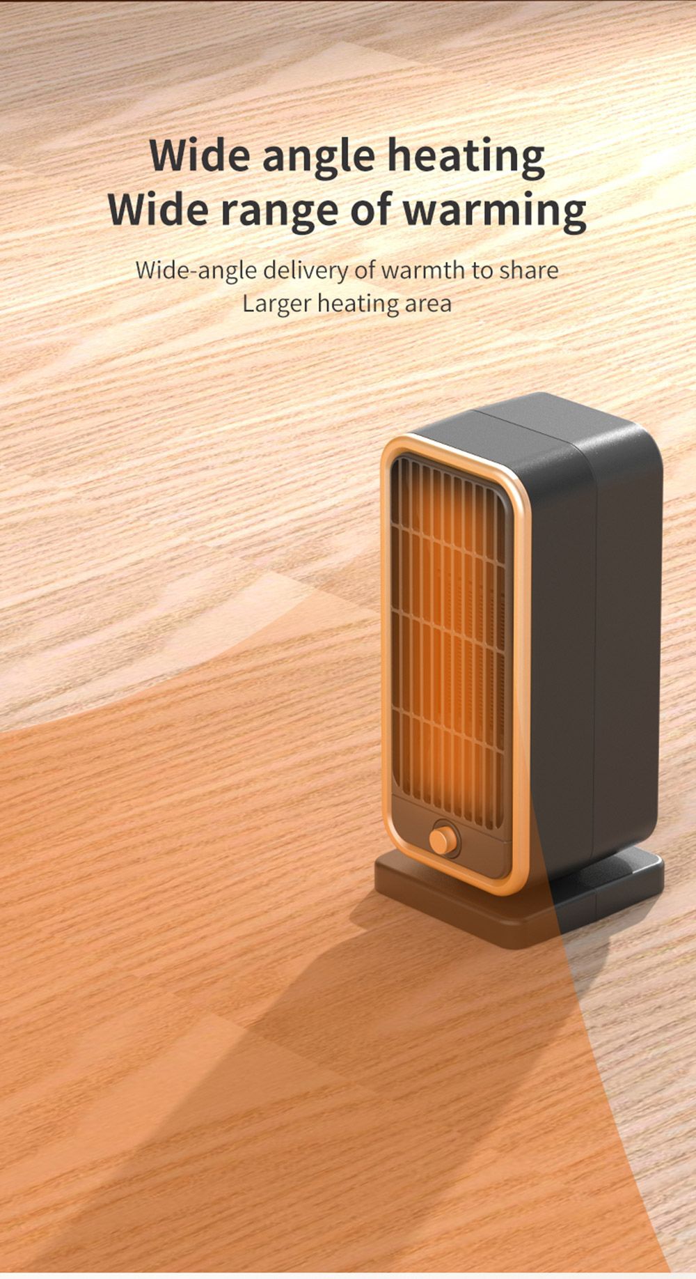 HQ-YND-500D 500W Vertical Household Electric Heater, PTC Ceramic Flame Retardant Portable Space Heater - UK Plug