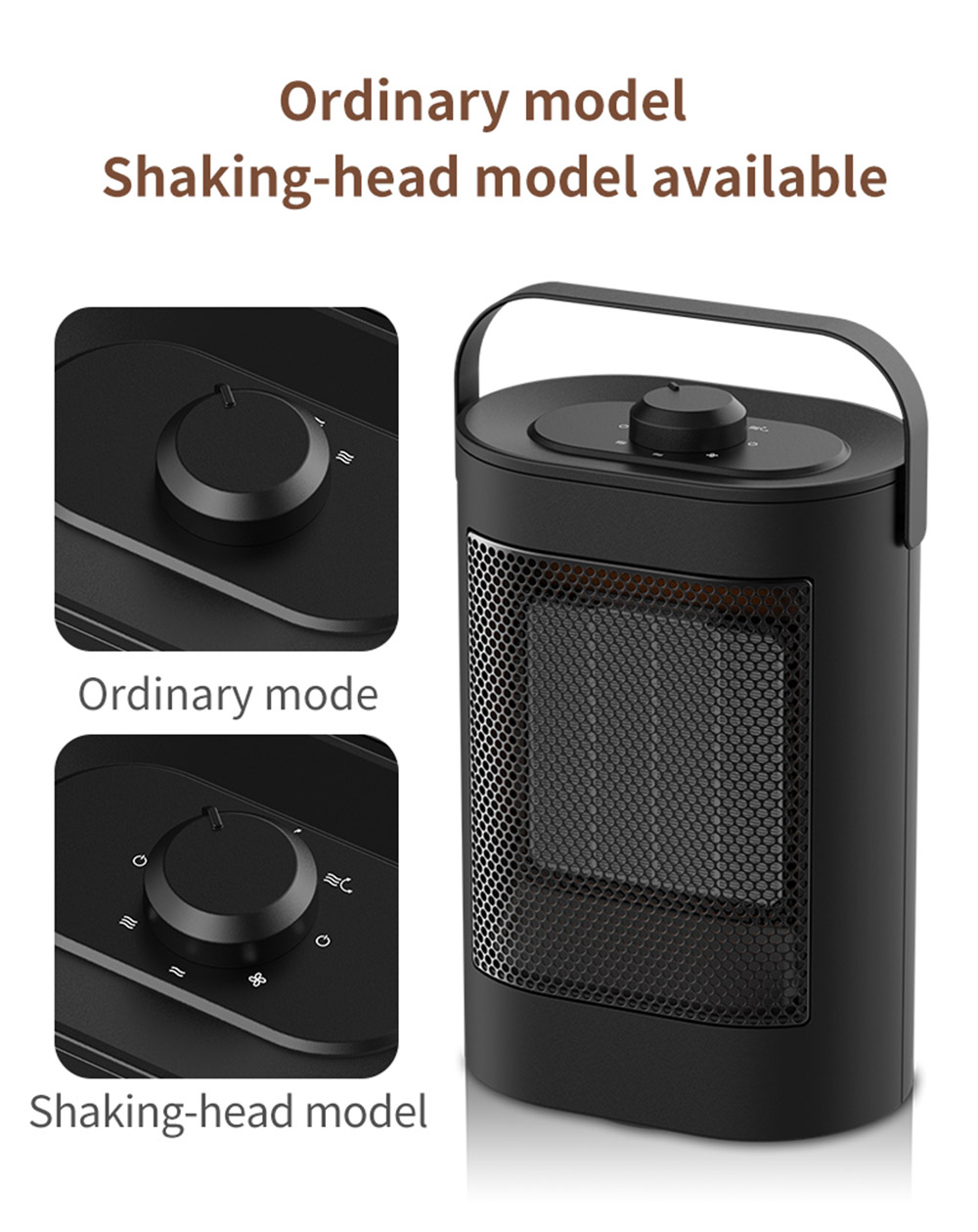 HQ-YND-900D 1500W Portable Vertical Mini Electric Heater, PTC Ceramic Flame Retardant Space Heater, 3-Gear Adjustment - UK Plug