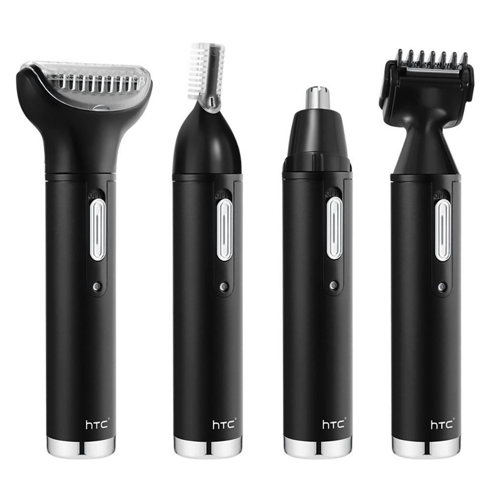 HTC AT-030 4 In 1 Women Men Rechargeable Trimmer Kit, Electric Nose Eyebrow Sideburn Trimmer Hair Removal Body Groomer