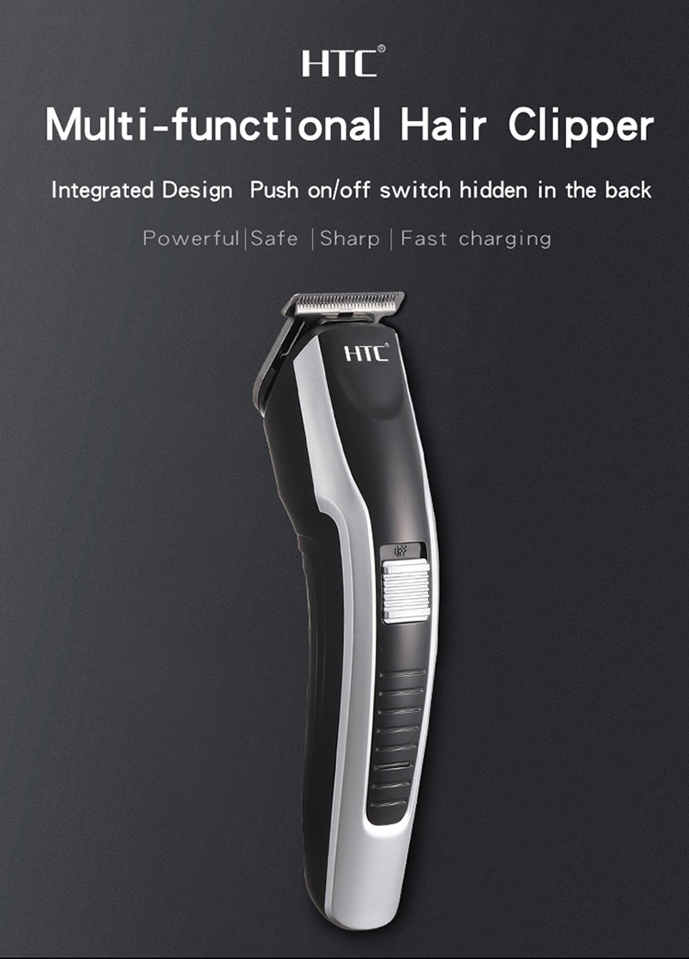 HTC AT-538 Household Electric Hair Clipper with 4 Limit Combs, Professional Rechargeable Hair Trimmer, 45min Run Time