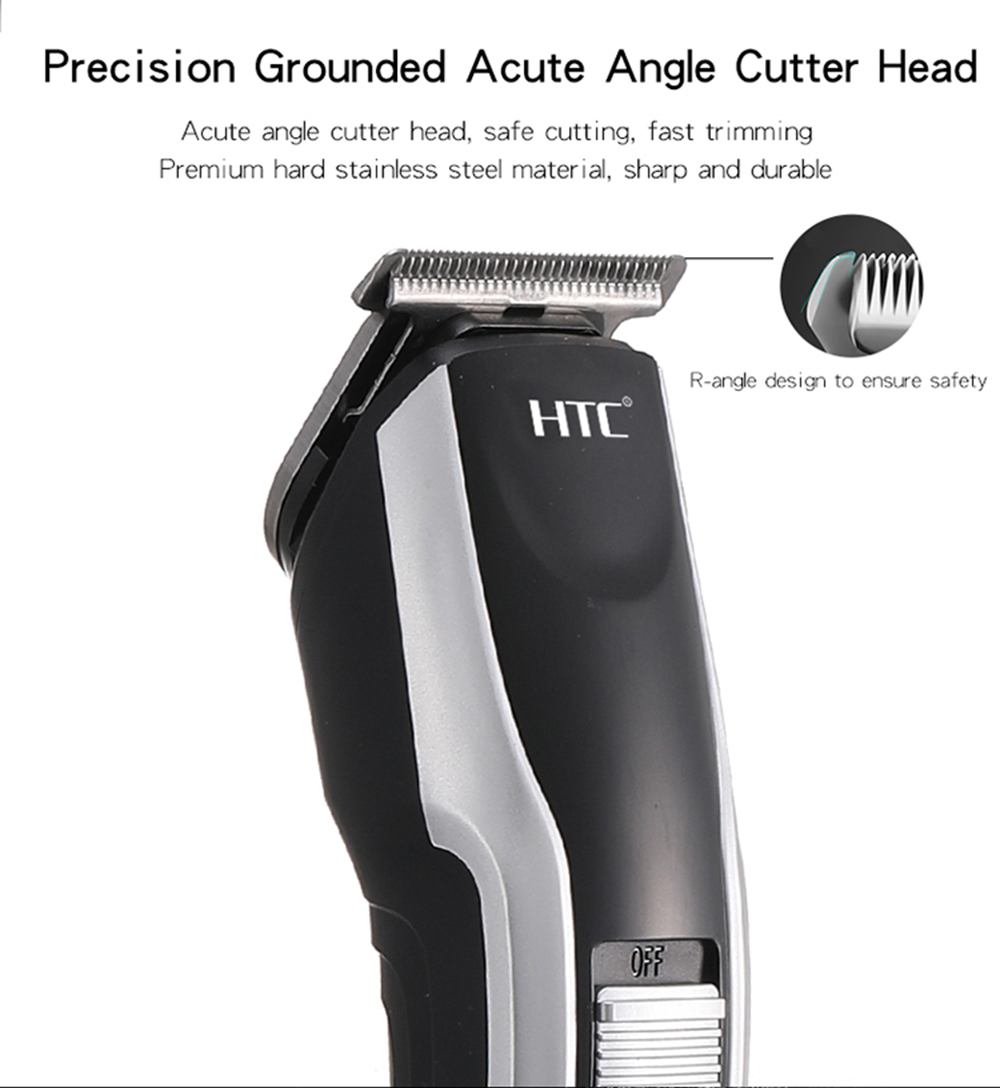 HTC AT-538 Household Electric Hair Clipper with 4 Limit Combs, Professional Rechargeable Hair Trimmer, 45min Run Time