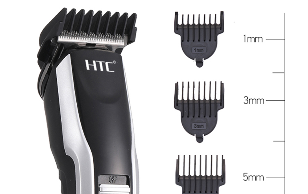 HTC AT-538 Household Electric Hair Clipper with 4 Limit Combs, Professional Rechargeable Hair Trimmer, 45min Run Time