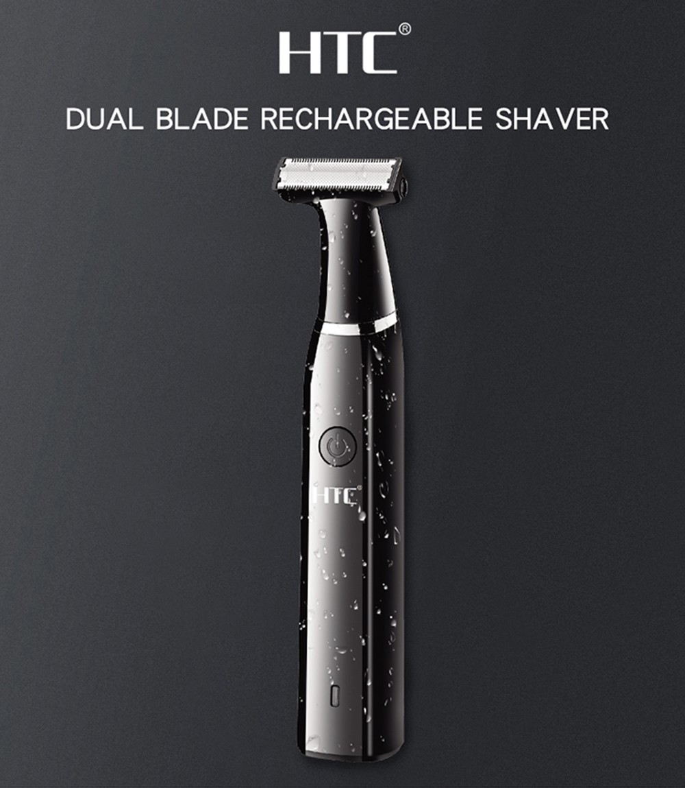 HTC GT-266 Men Rechargeable Electric Shaver, Double Sided Blade Shaver, Support Body Wash, Long Run Time