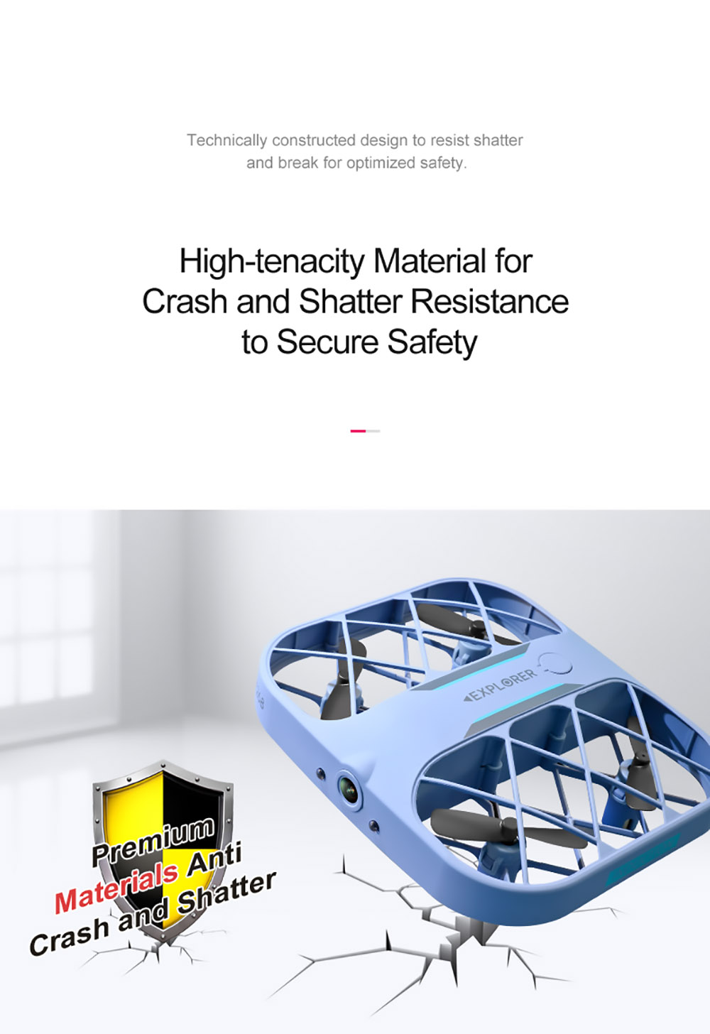 JJRC H107 4K HD Camera WiFi FPV Mini RC Drone Dual Speed Headless Altitude Hold Mode Blue - 2 Batteries