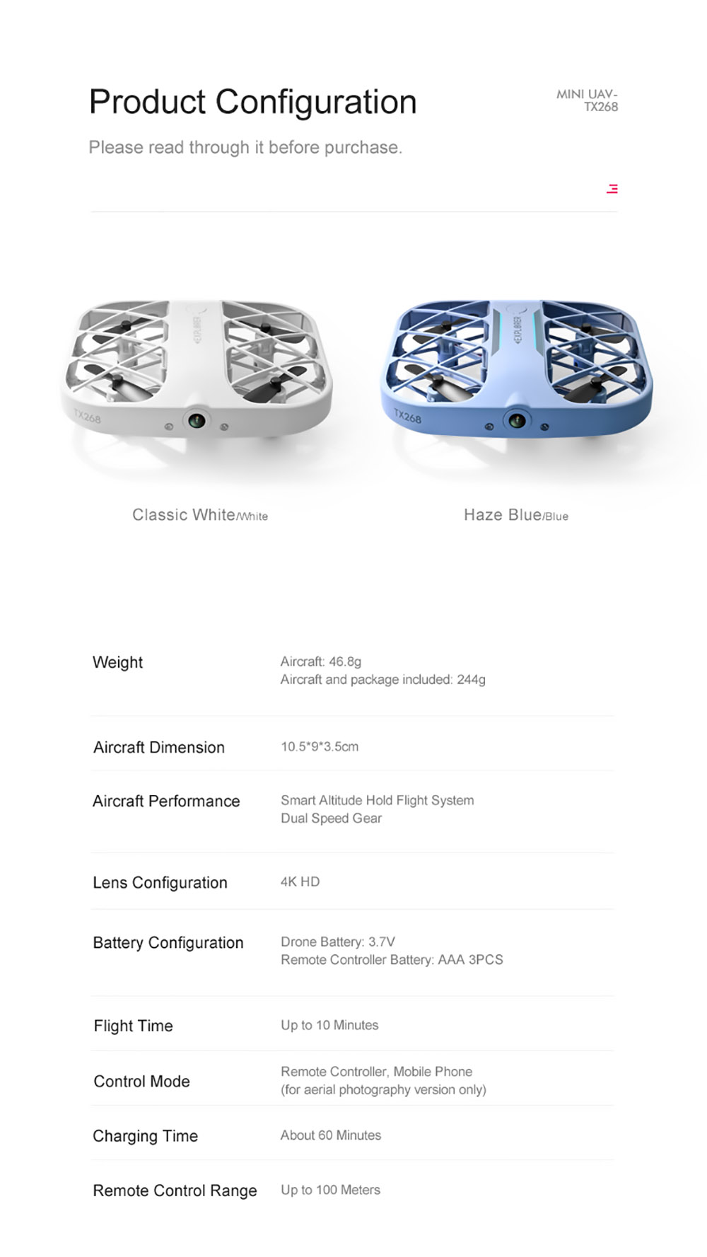 JJRC H107 6K HD Camera WiFi FPV Mini RC Drone Dual Speed Headless Altitude Hold Mode Blue - 3 Batteries 23 JJRC H107 6K HD Camera WiFi FPV Mini RC Drone Dual Speed Headless Altitude Hold Mode Blue - 3 Batteries