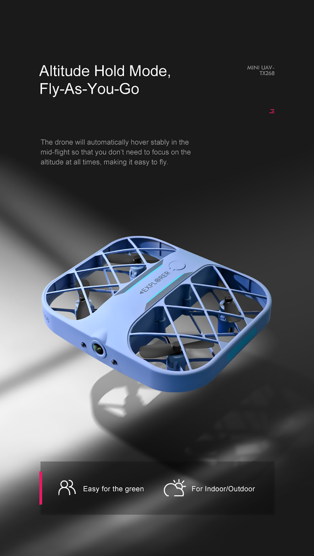 JJRC H107 6K HD Camera WiFi FPV Mini RC Drone Dual Speed Headless Altitude Hold Mode Blue - 3 Batteries 14 JJRC H107 6K HD Camera WiFi FPV Mini RC Drone Dual Speed Headless Altitude Hold Mode Blue - 3 Batteries