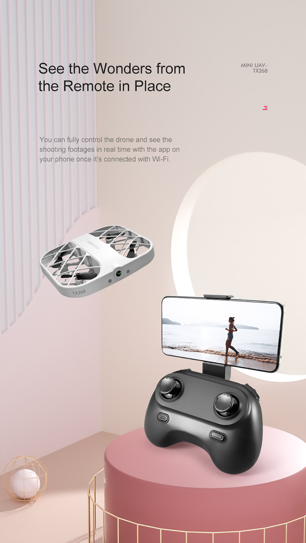 JJRC H107 Mini RC Drone Dual Speed Headless Altitude Hold Mode White without Camera Blue - 1 Battery