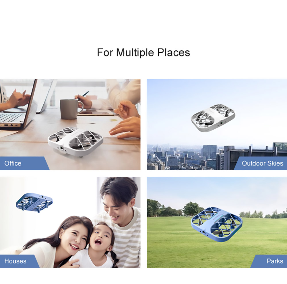 JJRC H107 Mini RC Drone Dual Speed Headless Altitude Hold Mode White without Camera Blue - 1 Battery