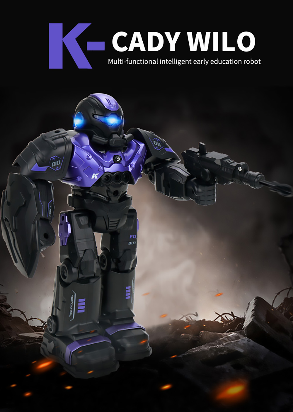 JJRC R20 CADY WILO 2.4G Remote Control Robocop Firing Bullet Programming Robot with Sound Light - Purple