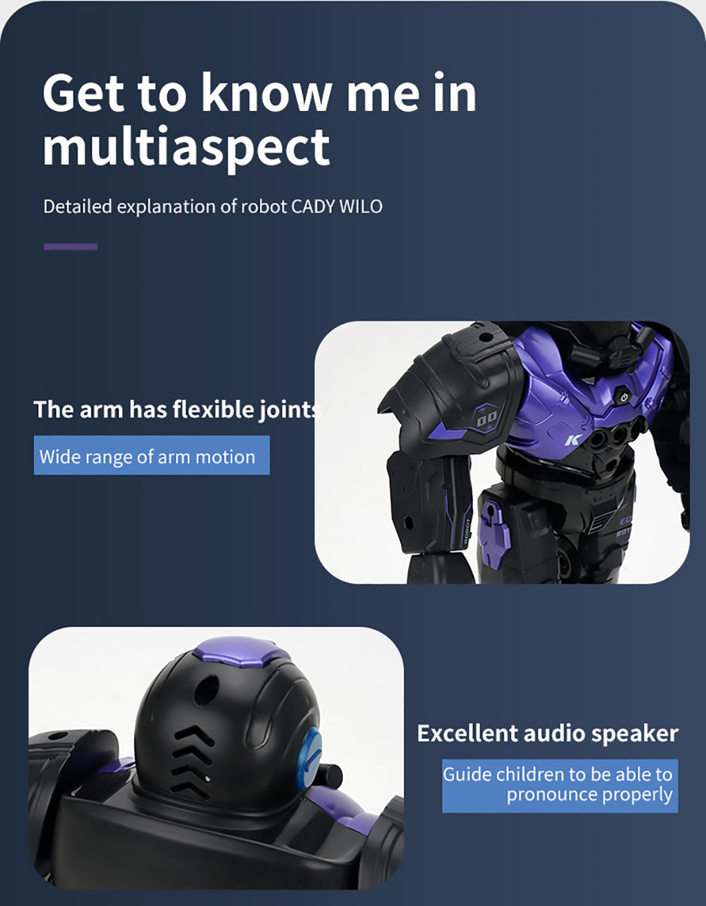 JJRC R20 CADY WILO 2.4G Remote Control Robocop Firing Bullet Programming Robot with Sound Light - Purple