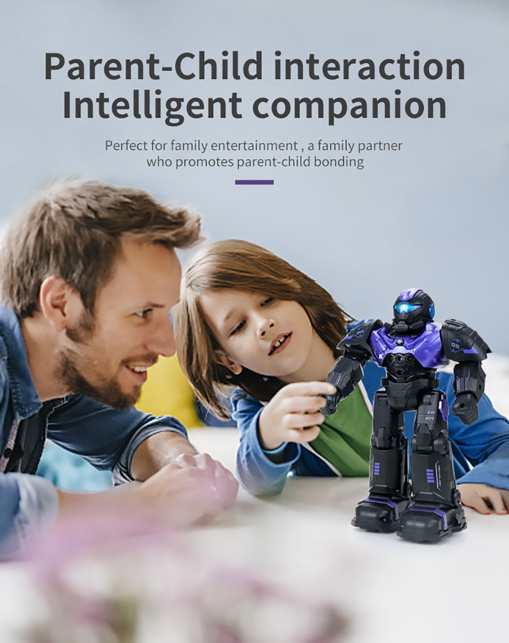 JJRC R20 CADY WILO 2.4G Remote Control Robocop Firing Bullet Programming Robot with Sound Light - Purple