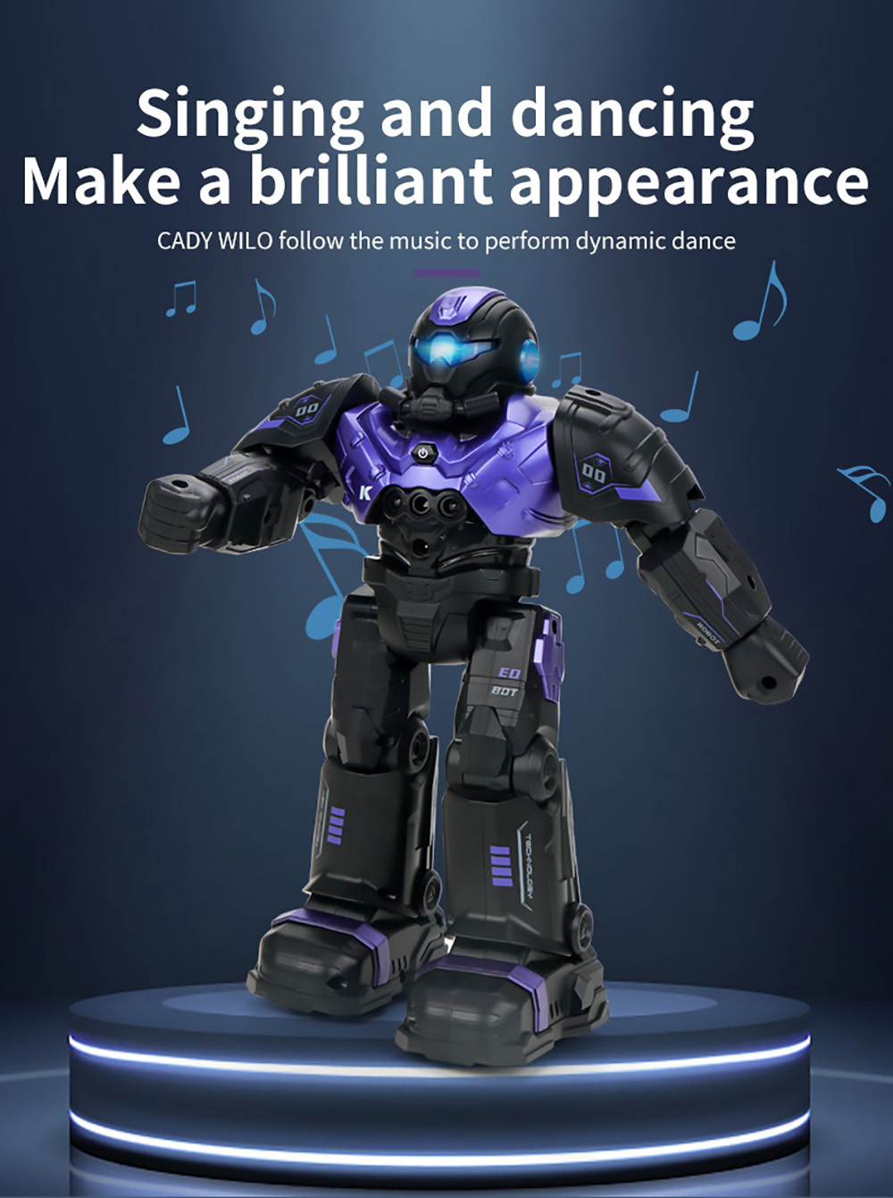 JJRC R20 CADY WILO 2.4G Remote Control Robocop Firing Bullet Programming Robot with Sound Light - Purple