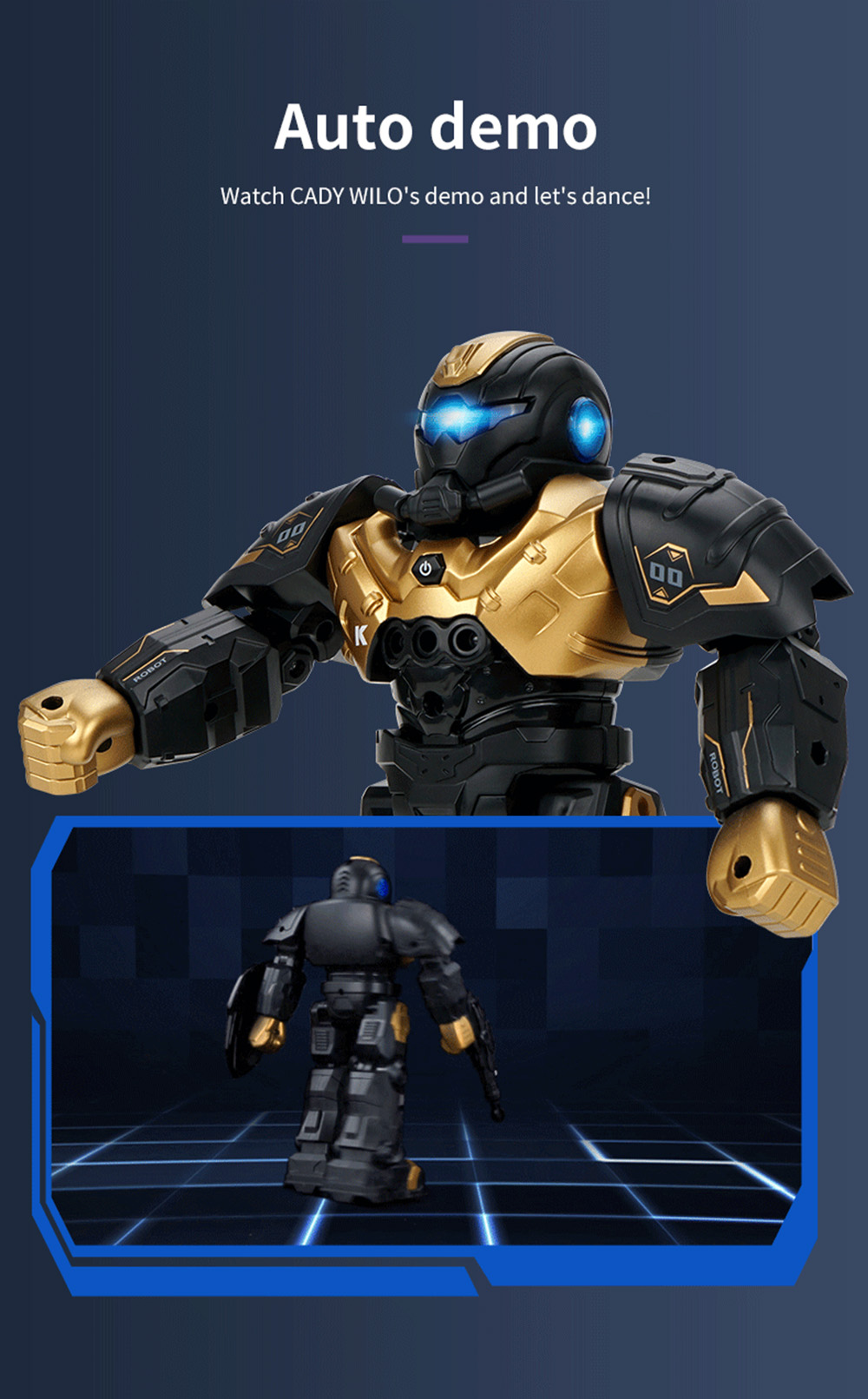 JJRC R20 CADY WILO 2.4G Remote Control Robocop Firing Bullet Programming Robot with Sound Light - Yellow