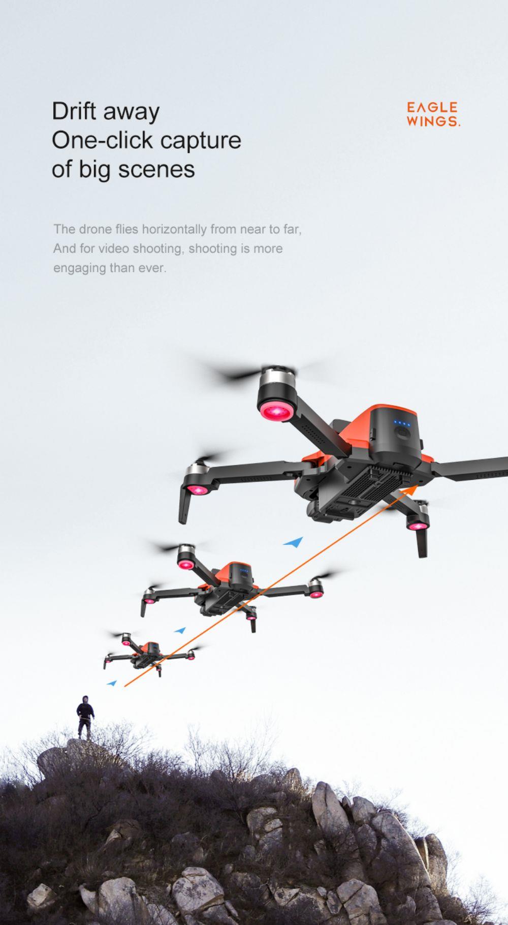 JJRC X22 GPS 5G WiFi FPV RC Drone 1080P HD Camera 3-Axis Gimbal Black & Orange - One Battery