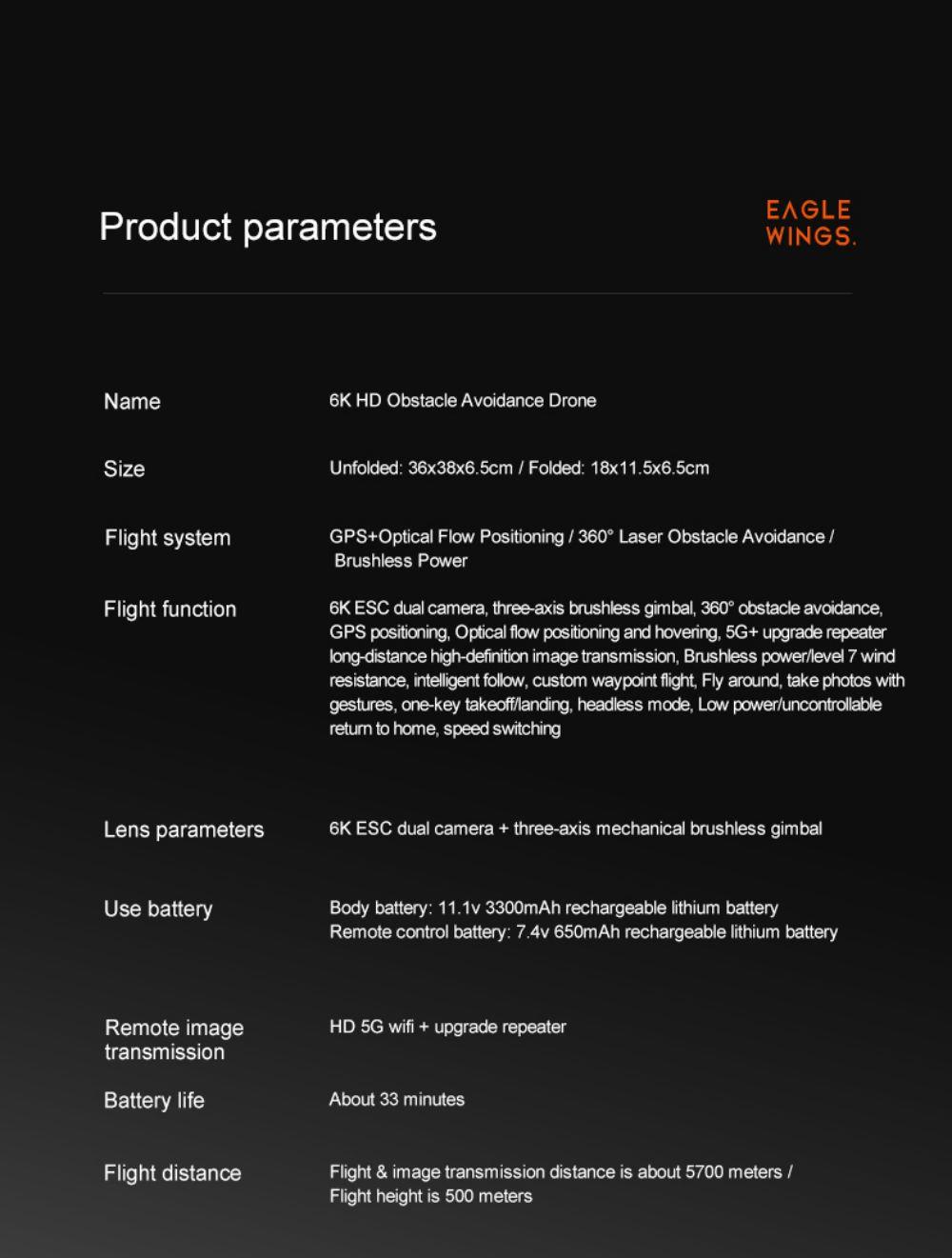 JJRC X22 GPS 5G WiFi FPV RC Drone 1080P HD Camera 3-Axis Gimbal Black & Orange - Three Batteries