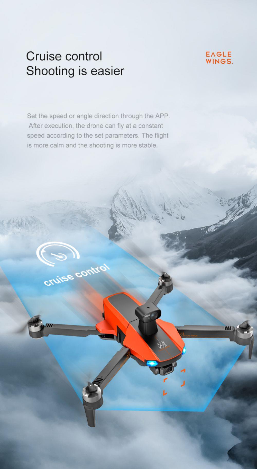 JJRC X22 GPS 5G WiFi FPV RC Drone 1080P HD Camera 3-Axis Gimbal Black & Orange - Two Batteries