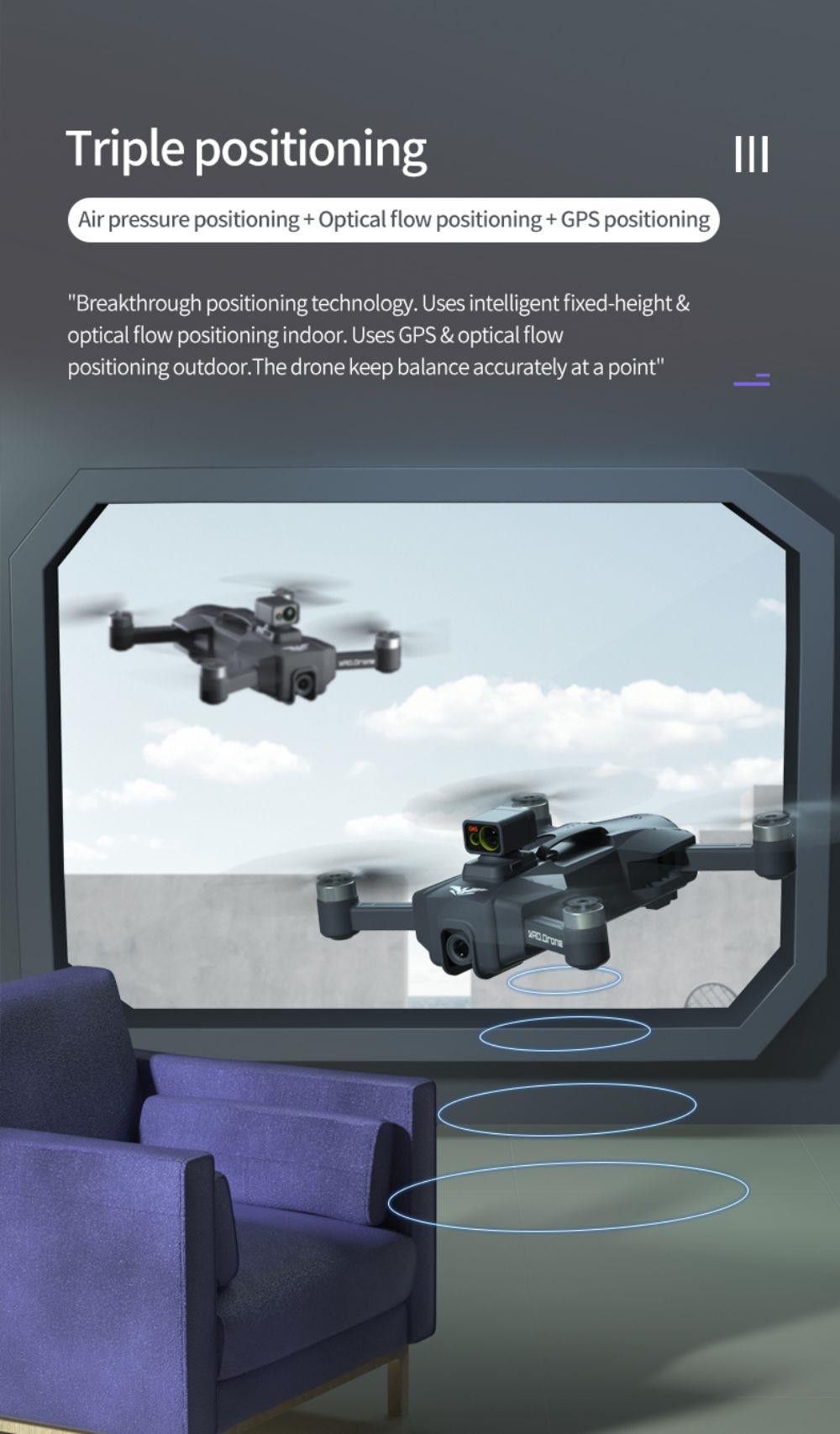 JJRC X23 RC Drone 360 Obstacle Avoidance 5G GPS Positioning 4K Dual Camera - Version A Back Plug-in Design Two Batteries