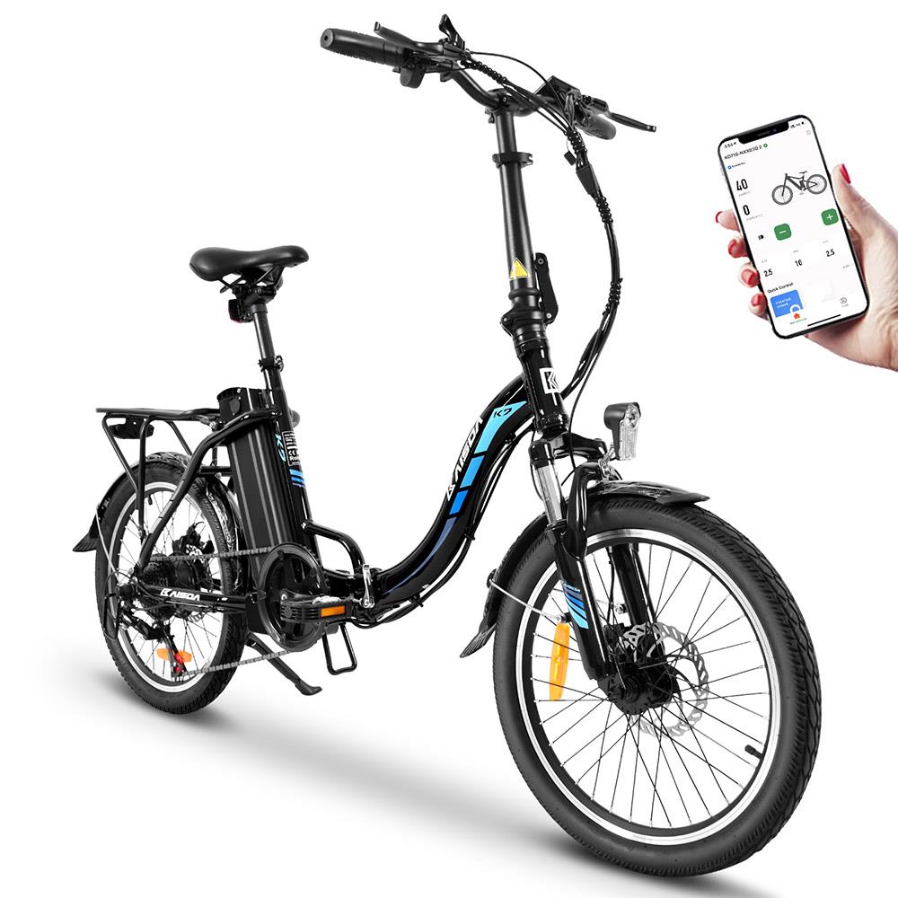 KAISDA K7 20*1.95 inch Tire Folding Electric Moped Bike Mountain Bicycle 350W Motor SHIMANO 21-Speed APP Control - White