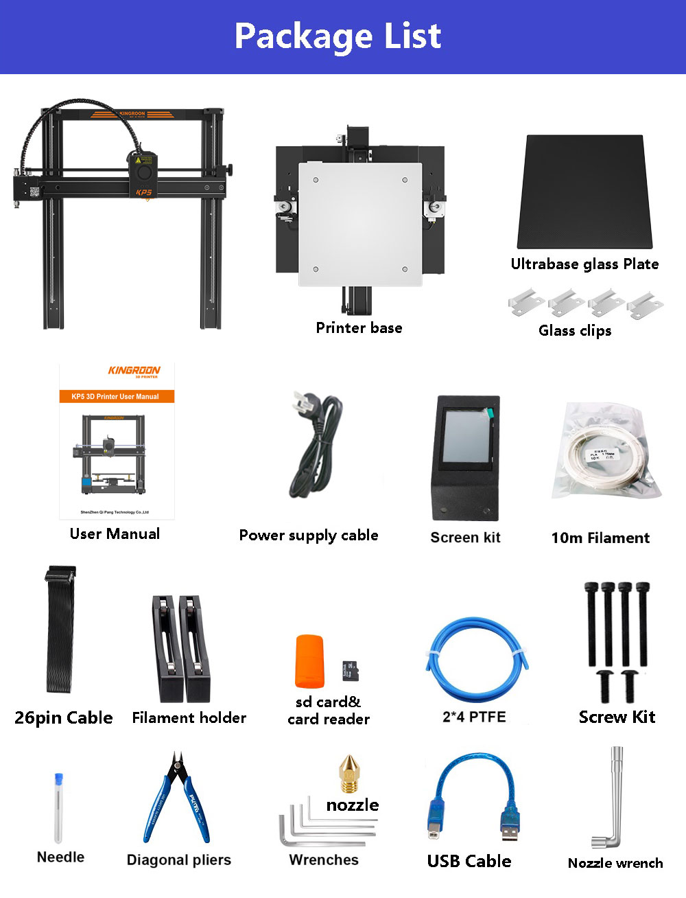 Kingroon KP5L 3D Printer, Titan Extruder, Dual-axis Linear Guide Rails, TMC2225 32-bit Silent Mainboard, Easy Assembly, Filament Detection Sensor, 300x300x330mm