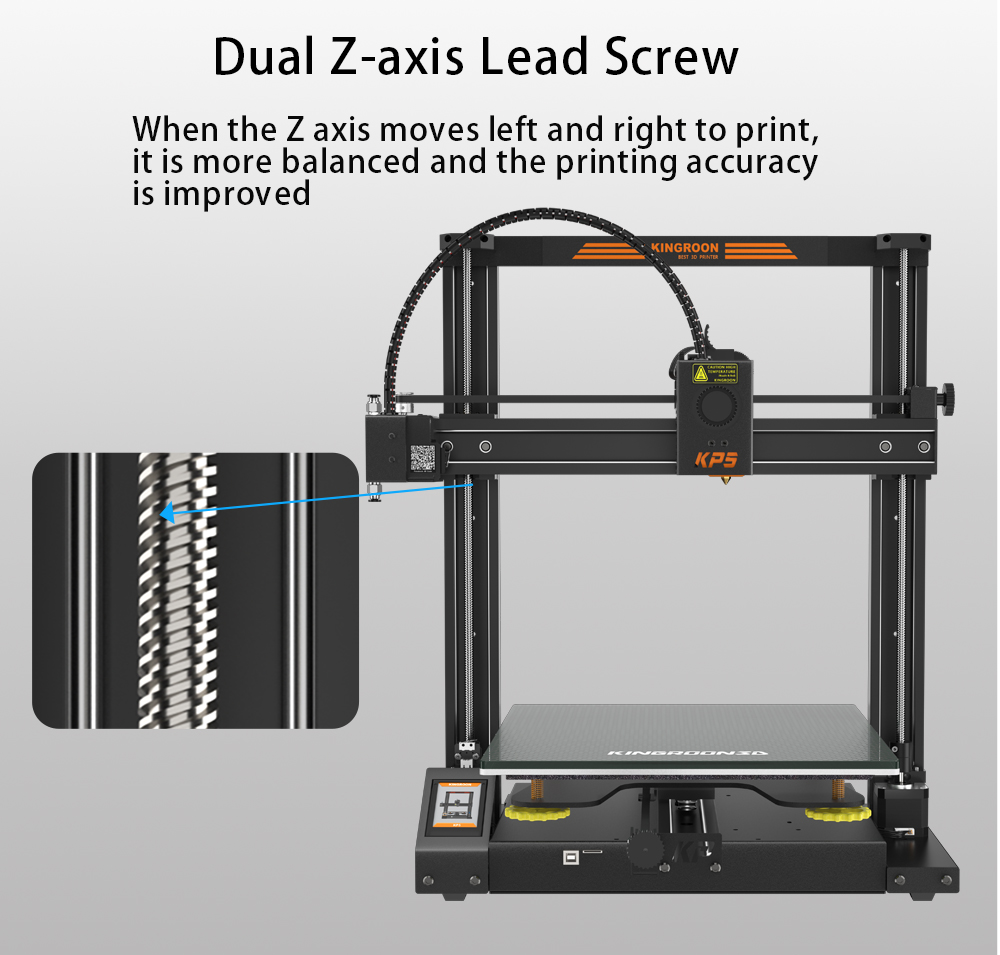 Kingroon KP5L 3D Printer, Titan Extruder, Dual-axis Linear Guide Rails, TMC2225 32-bit Silent Mainboard, Easy Assembly, Filament Detection Sensor, 300x300x330mm