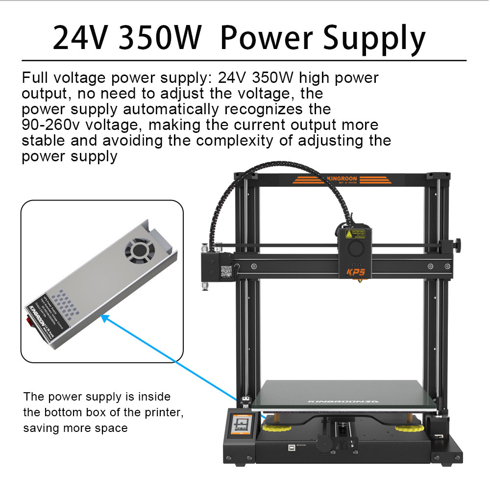 Kingroon KP5L 3D Printer, Titan Extruder, Dual-axis Linear Guide Rails, TMC2225 32-bit Silent Mainboard, Easy Assembly, Filament Detection Sensor, 300x300x330mm