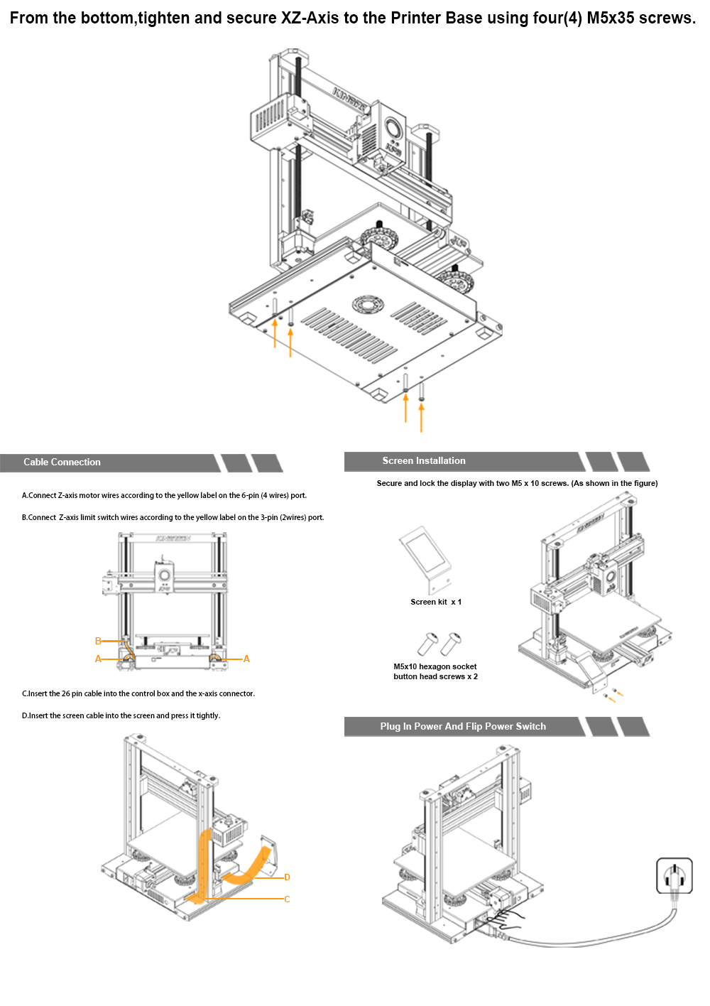 Kingroon KP5L 3D Printer, Titan Extruder, Dual-axis Linear Guide Rails, TMC2225 32-bit Silent Mainboard, Easy Assembly, Filament Detection Sensor, 300x300x330mm