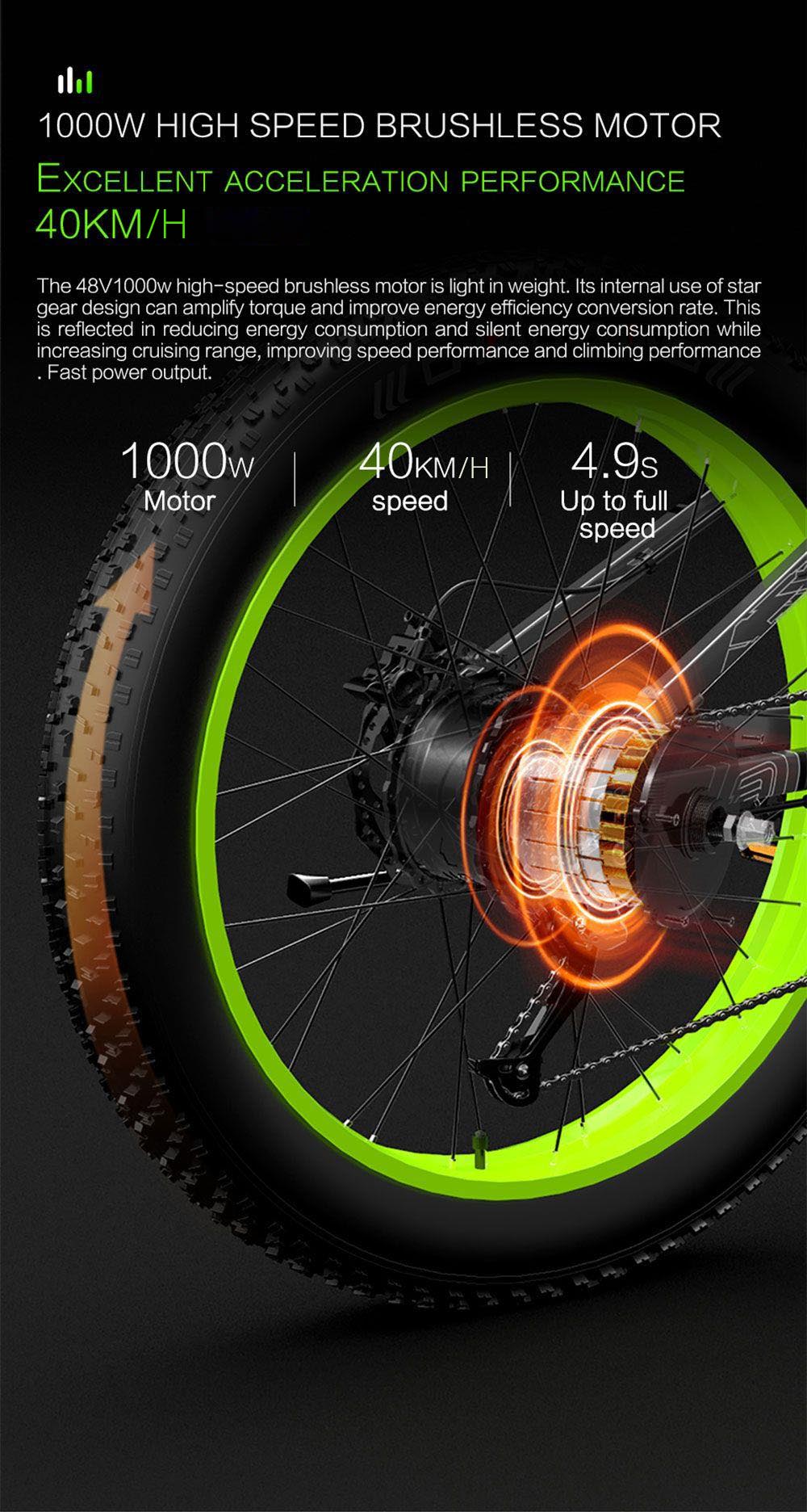 LANKELEISI T750 Plus Big Fork Electric Bike 48V 1000W Motor 14.5Ah Battery 26*4.0'' Fat Tire - Blue 6 LANKELEISI T750 Plus Big Fork Electric Bike 48V 1000W Motor 14.5Ah Battery 26*4.0'' Fat Tire - Blue