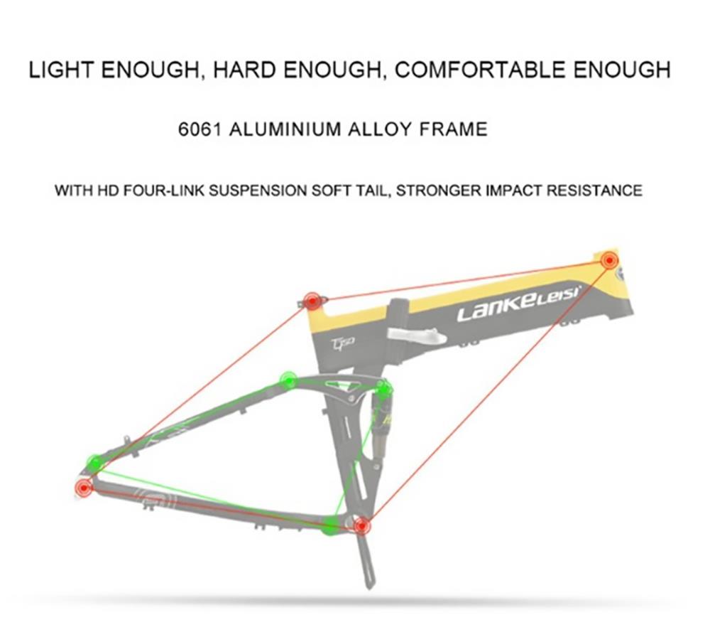 LANKELEISI T750 Plus Big Fork Electric Bike 48V 1000W Motor 14.5Ah Battery 26*4.0'' Fat Tire - Yellow 22 LANKELEISI T750 Plus Big Fork Electric Bike 48V 1000W Motor 14.5Ah Battery 26*4.0'' Fat Tire - Yellow