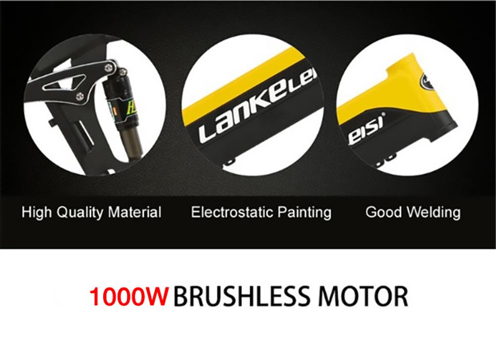 LANKELEISI T750 Plus Big Fork Electric Bike 48V 1000W Motor 14.5Ah Battery 26*4.0'' Fat Tire - Yellow 23 LANKELEISI T750 Plus Big Fork Electric Bike 48V 1000W Motor 14.5Ah Battery 26*4.0'' Fat Tire - Yellow
