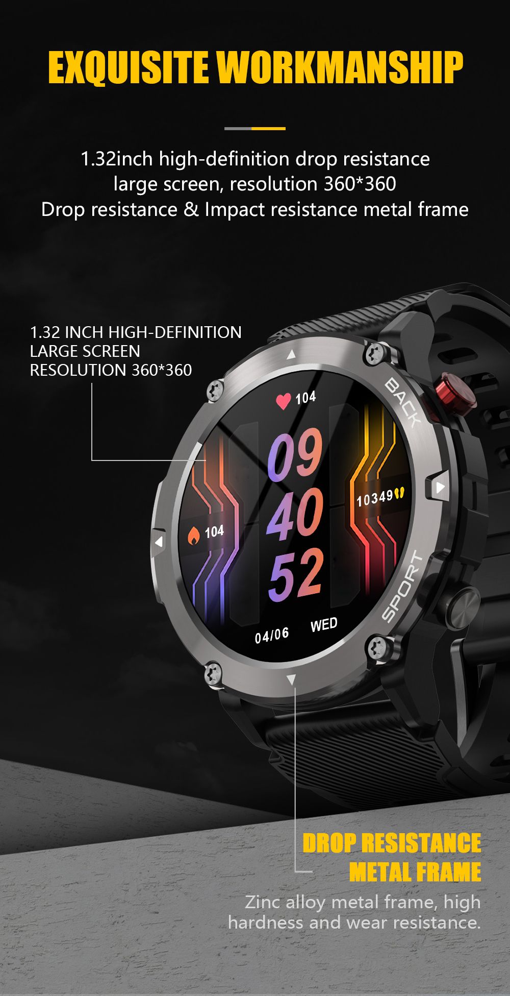 LEMFO LF26 Max Smartwatch 4G LTE Watch 1.32'' Screen 128GB Memery Health Monitor Sports Watch - Black