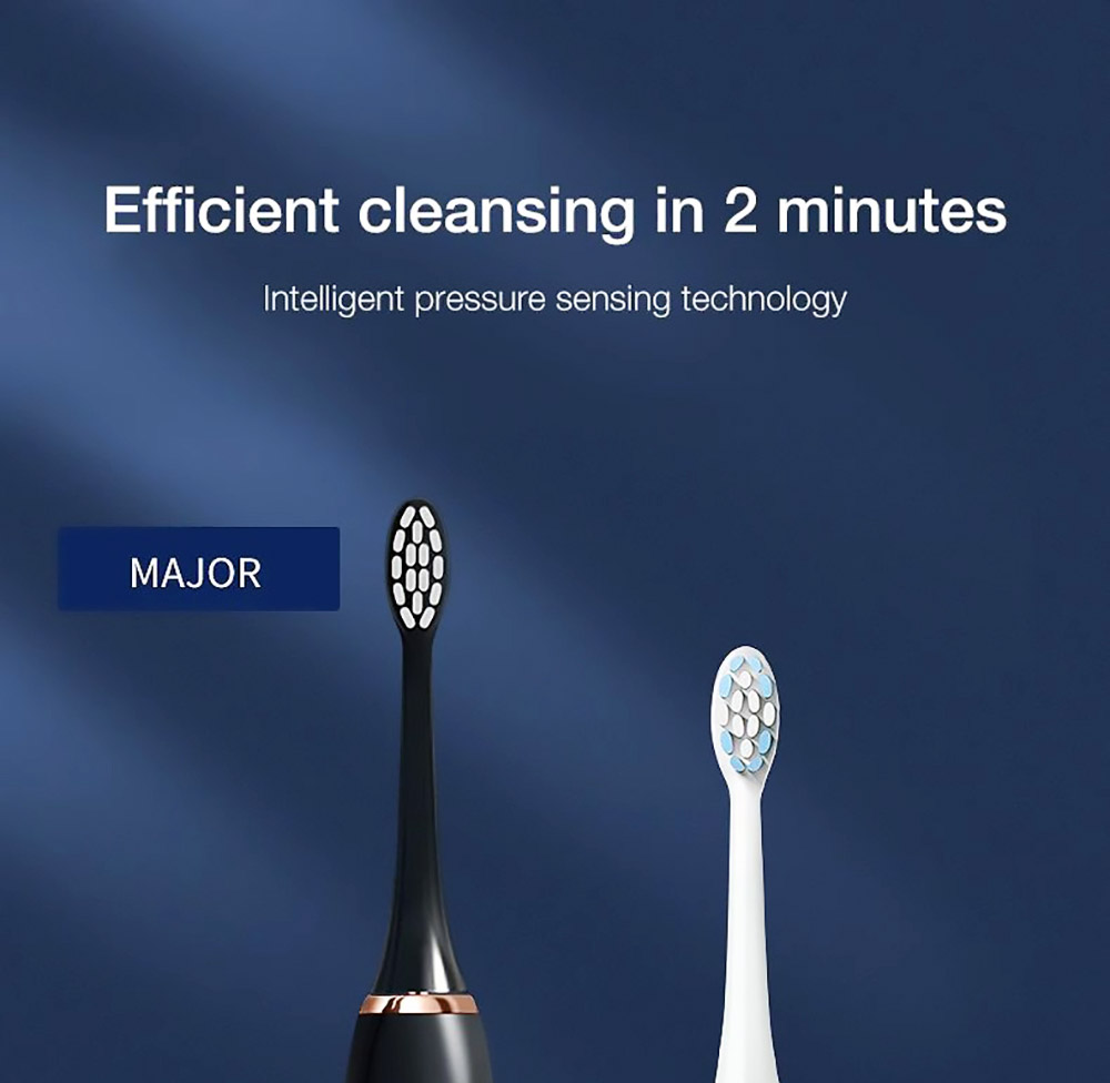 Lenovo B002 Electric Toothbrush USB Charging Waterproof Removing Dental Plaque, Teeth Sonic, 12 Cleaning Modes - Black