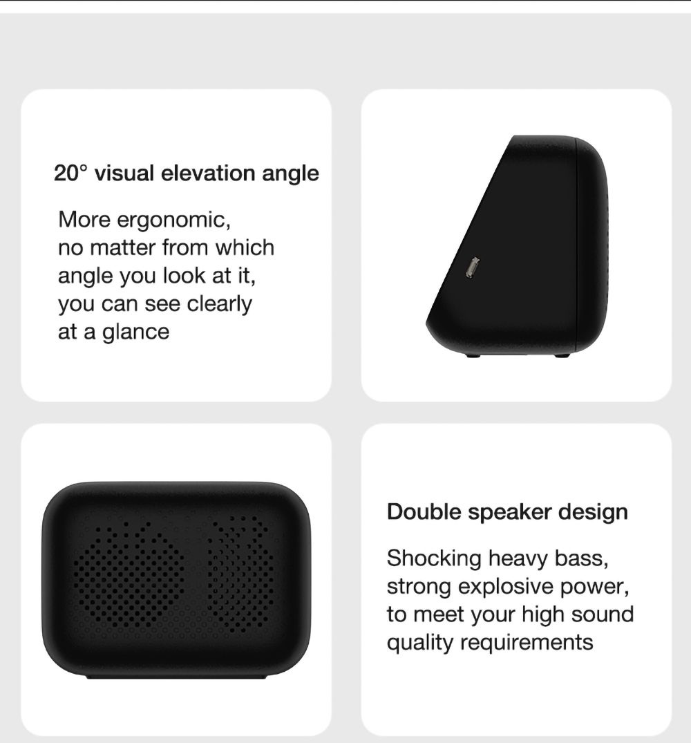 Lenovo TS13 Desktop Speaker Alarm Clock Wireless Bluetooth Stereo Speaker 1500mAh Battery Mirror Digital Display - White