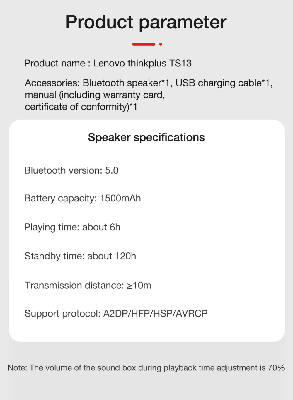 Lenovo TS13 Desktop Speaker Alarm Clock Wireless Bluetooth Stereo Speaker 1500mAh Battery Mirror Digital Display - White