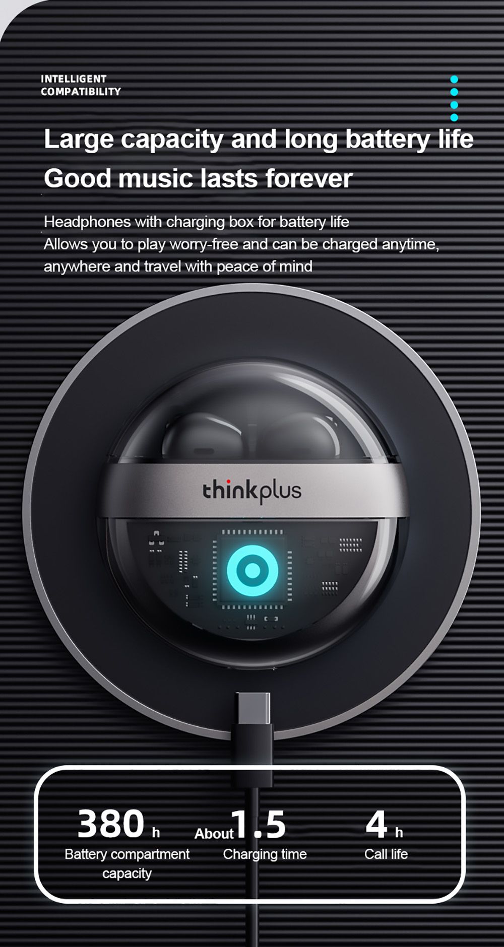 Lenovo Thinkplus T40 TWS Earphone BT5.2 Stereo Noise Cancelling Low Latency with Microphone Gaming Sports Earbuds Black