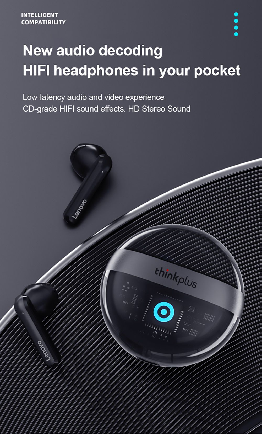 Lenovo Thinkplus T40 TWS Earphone BT5.2 Stereo Noise Cancelling Low Latency with Microphone Gaming Sports Earbuds Black