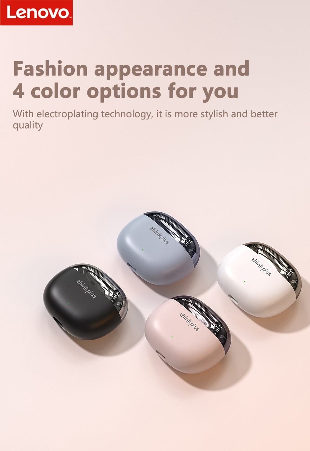 Lenovo Thinkplus X15 Pro True Wireless Earphone BT5.1 Noise Cancelling AAC/SBC Low Latency With Microphone - Black 17 Lenovo Thinkplus X15 Pro True Wireless Earphone BT5.1 Noise Cancelling AAC/SBC Low Latency with Microphone - Black