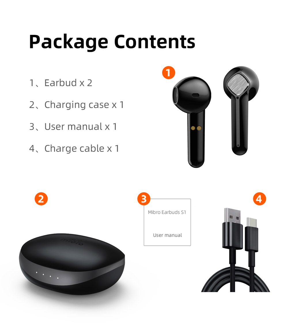 Mibro S1 TWS Headphones Stereo BT5.3 600mAh Long Battery Life ENC Call Noise Cancellation Touch Control - White