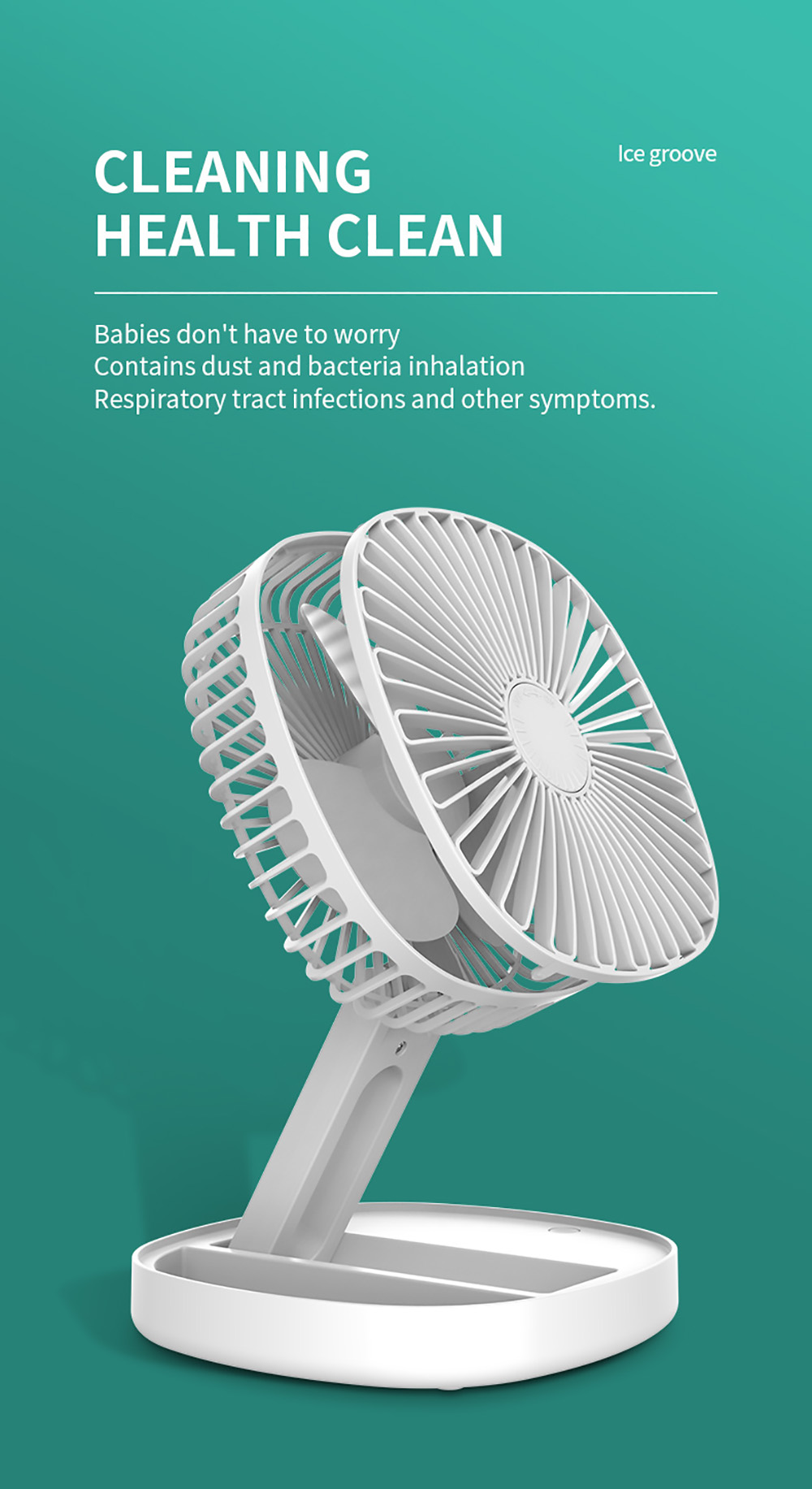 Multifunction Folding Fan, 3 Levels Speed, Aromatherapy Cooling Fan, 1200mAh Battery, USB Charging, Low Noise - White