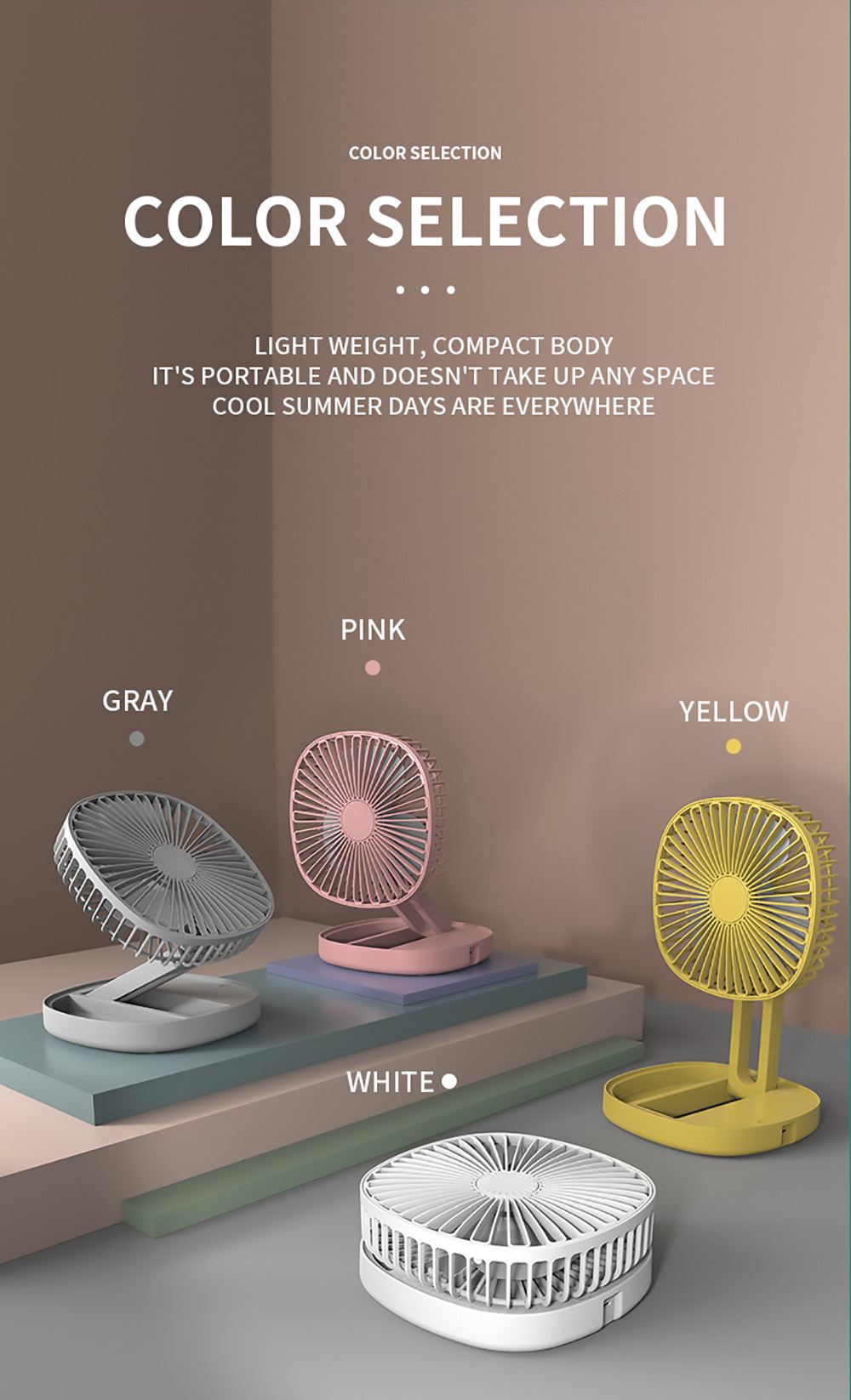 Multifunction Folding Fan, 3 Levels Speed, Aromatherapy Cooling Fan, 1200mAh Battery, USB Charging, Low Noise - White