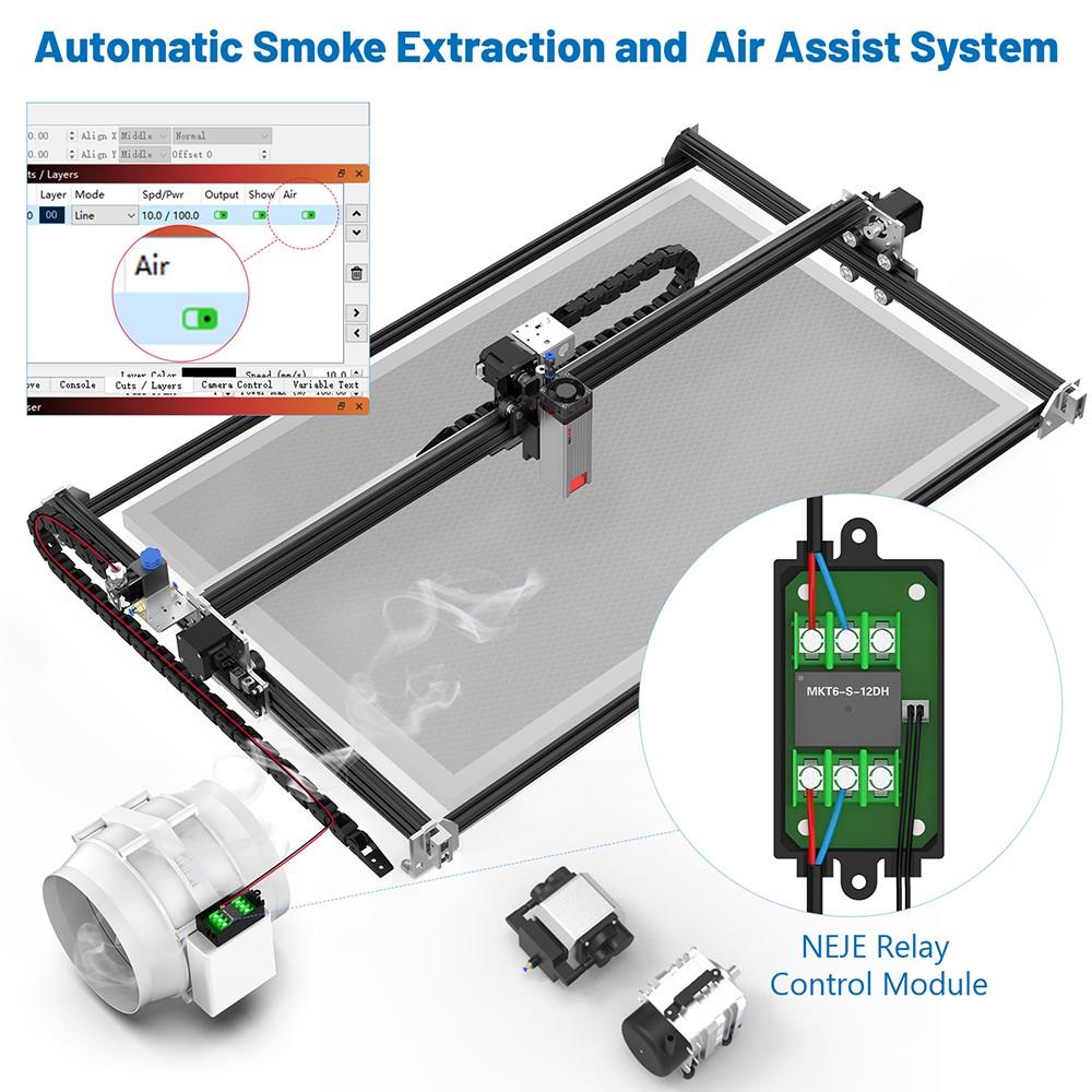 NEJE 3 MAX 11W+ Laser Engraver Cutter, E40 Laser Module, 0.06x0.06mm Fixed Focus, Built-in Air Assist, NEJE WIN Software