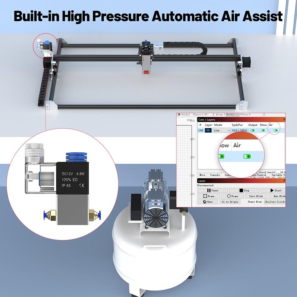 NEJE 3 MAX 11W+ Laser Engraver Cutter, E40 Laser Module, 0.06x0.06mm Fixed Focus, Built-in Air Assist, NEJE WIN Software