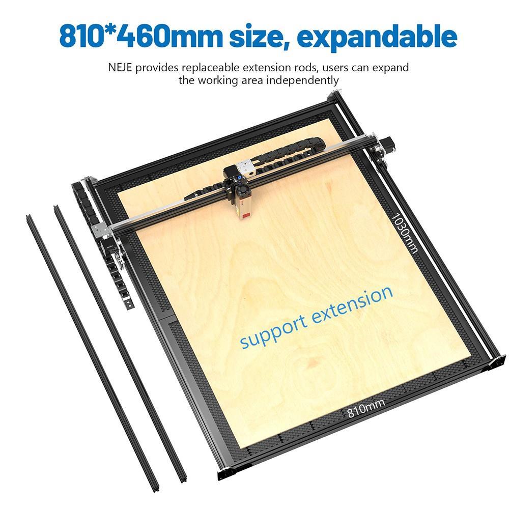 NEJE 3 MAX 11W+ Laser Engraver Cutter, E40 Laser Module, 0.06x0.06mm Fixed Focus, Built-in Air Assist, NEJE WIN Software, Android App Control, 460*810mm
