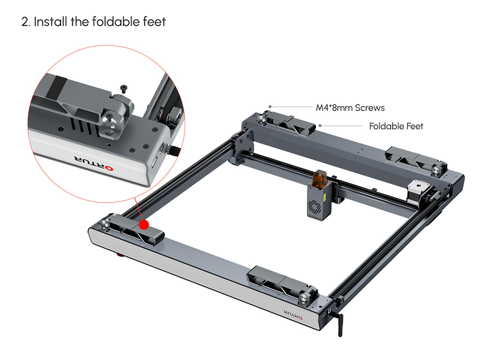 ORTUR FFT1.0 Foldable Feet for ORTUR Laser Master 3 Laser Engraver, 4Pcs