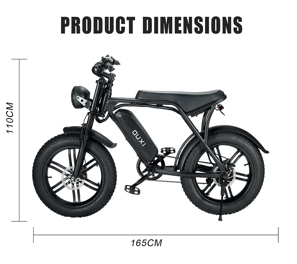 OUXI V8 Electric Bike 15Ah Battery 750W Motor 20 Inch 50Km/h Max Speed Retro Ebike Max Load 150kg