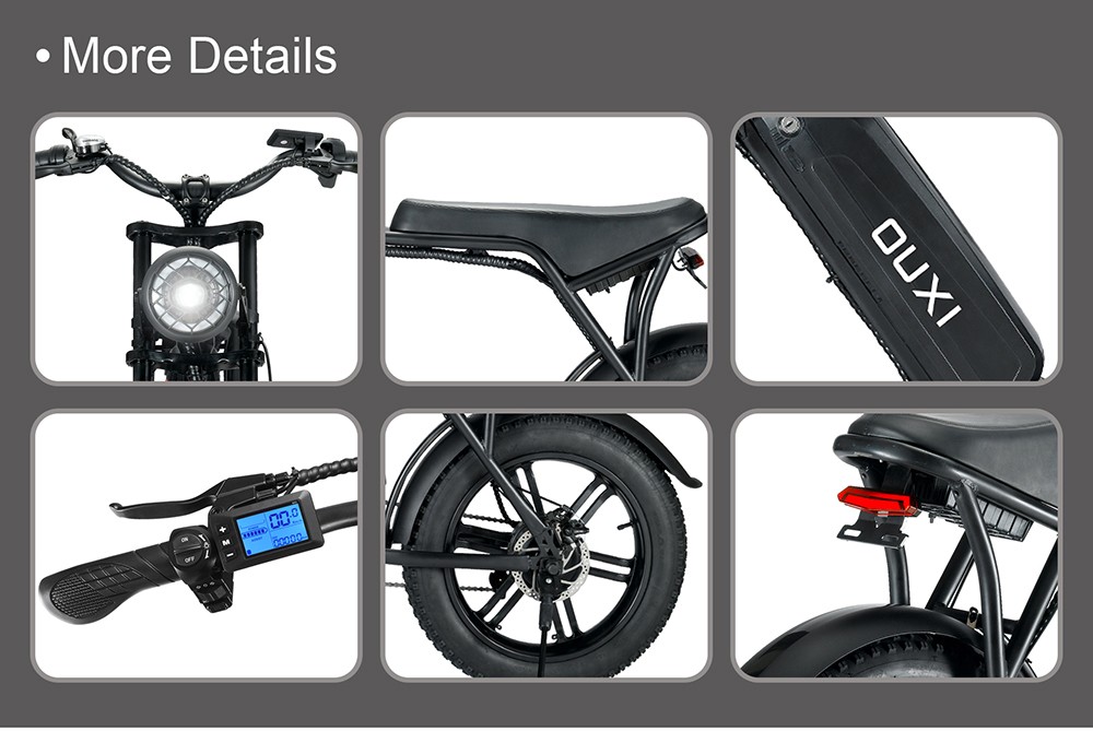 OUXI V8 Electric Bike 15Ah Battery 750W Motor 20 Inch 50Km/h Max Speed Retro Ebike Max Load 150kg