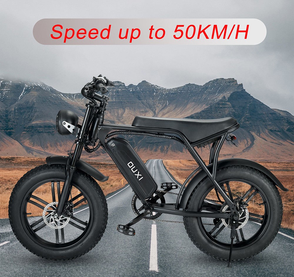 OUXI V8 Electric Bike 15Ah Battery 750W Motor 20 Inch 50Km/h Max Speed Retro Ebike Max Load 150kg