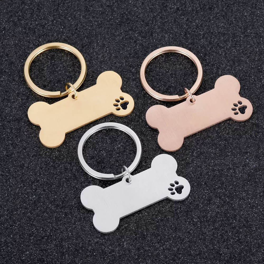 Personalized Bone-Shaped Funny Pet ID Tag, 50mm*28mm, Engrave Pet Name, Stainless Steel Cat Puppy Dog ID Tag Pendant - Black