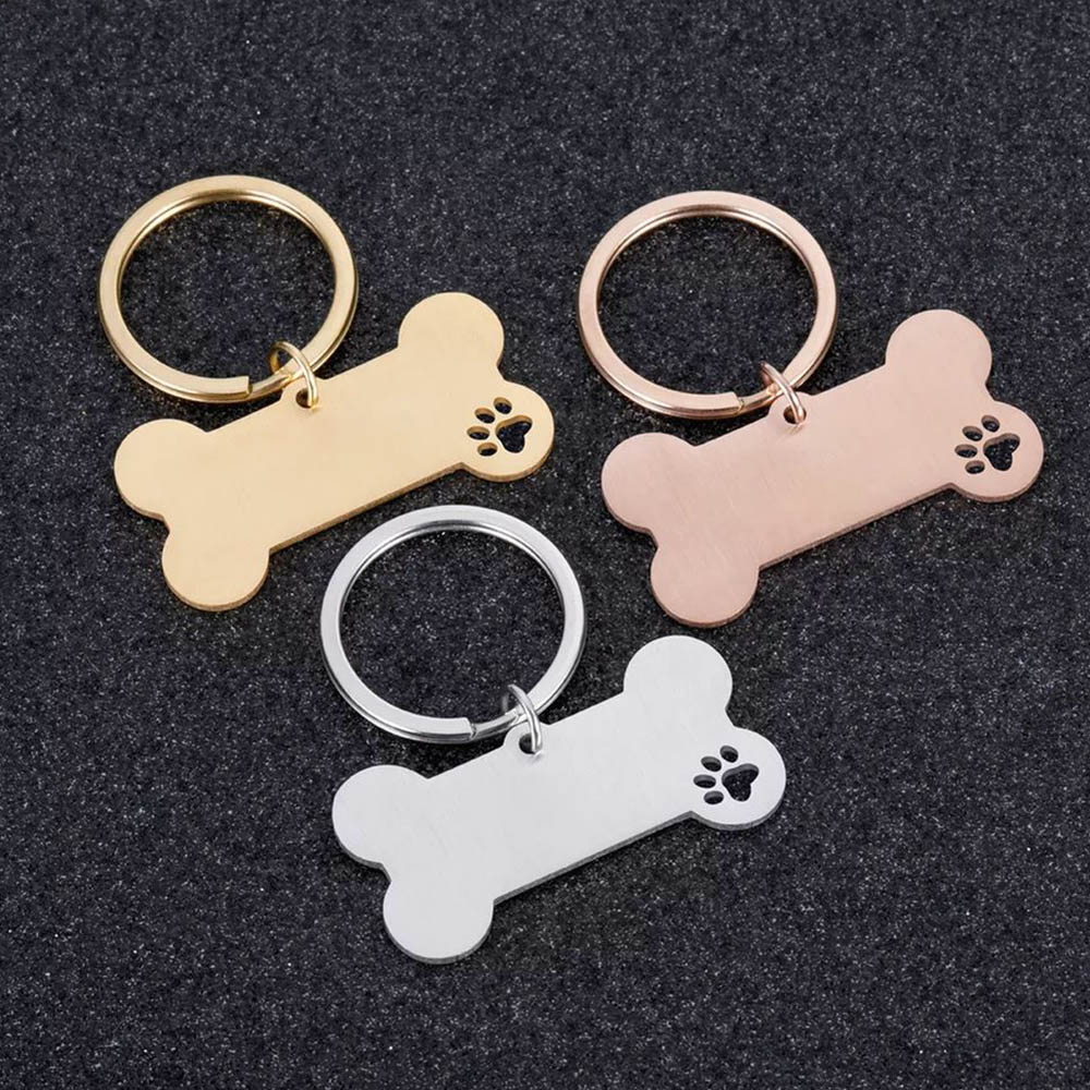 Personalized Bone-Shaped Funny Pet ID Tag, 40mm*21mm, Engrave Pet Name, Stainless Steel Cat Puppy Dog ID Tag Pendant - Black