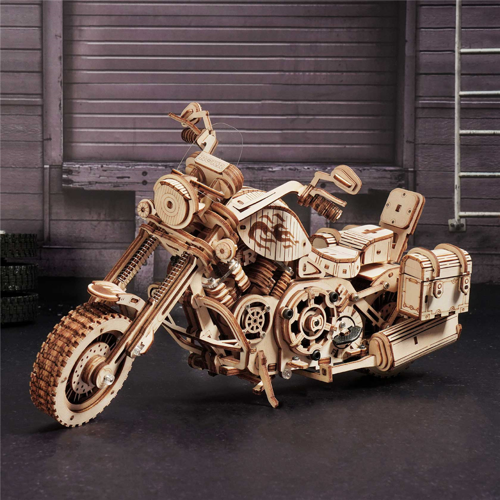 ROBOTIME LK504 ROKR Cruiser Motorcycle 3D Wooden Puzzle Kit, 420Pcs