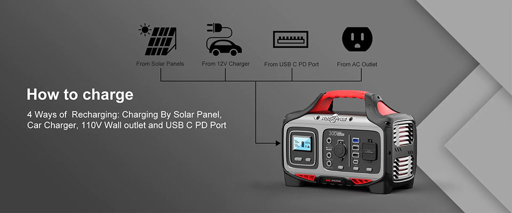 ROCKPALS Rockpower 300W Portable Power Station, 280Wh Solar Generator, 110V Pure Sine Wave, Built-in MPPT Solar Controller
